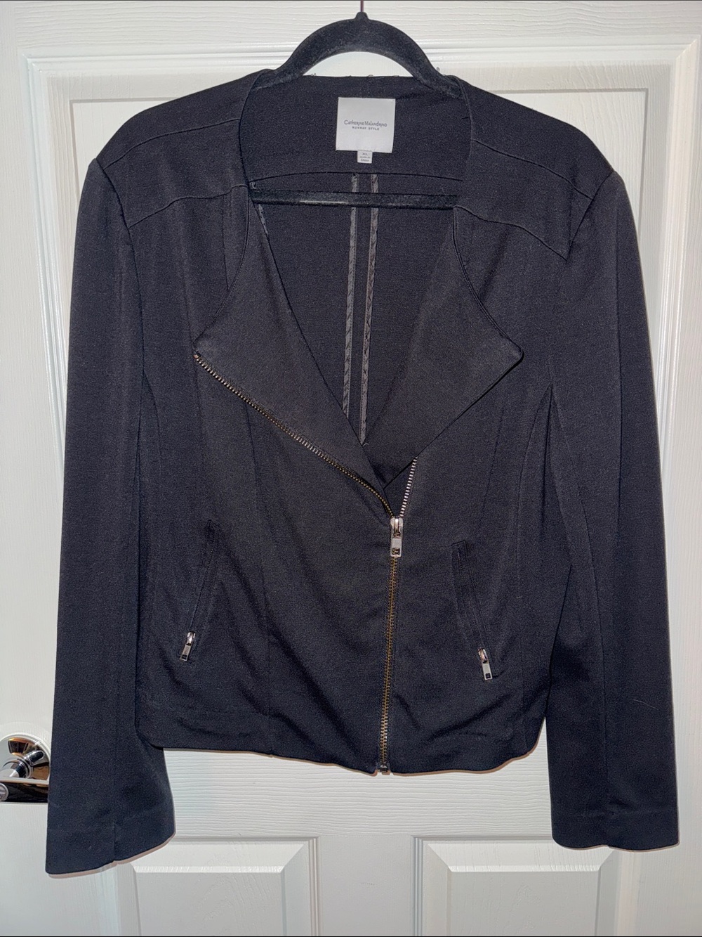 Catherine Malandrino Black Asymmetrical Zip Blazer